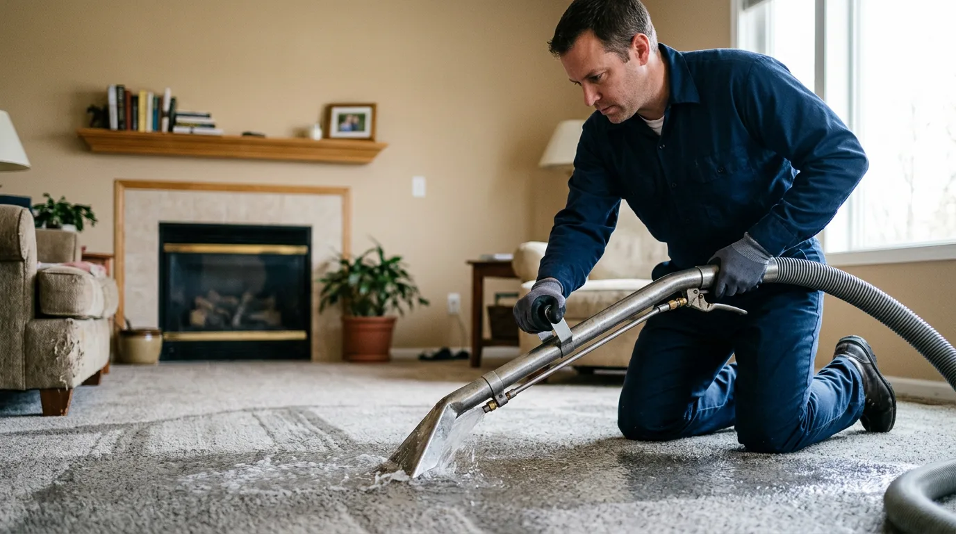 Water damage restoration technician working near Edgecomb, ME